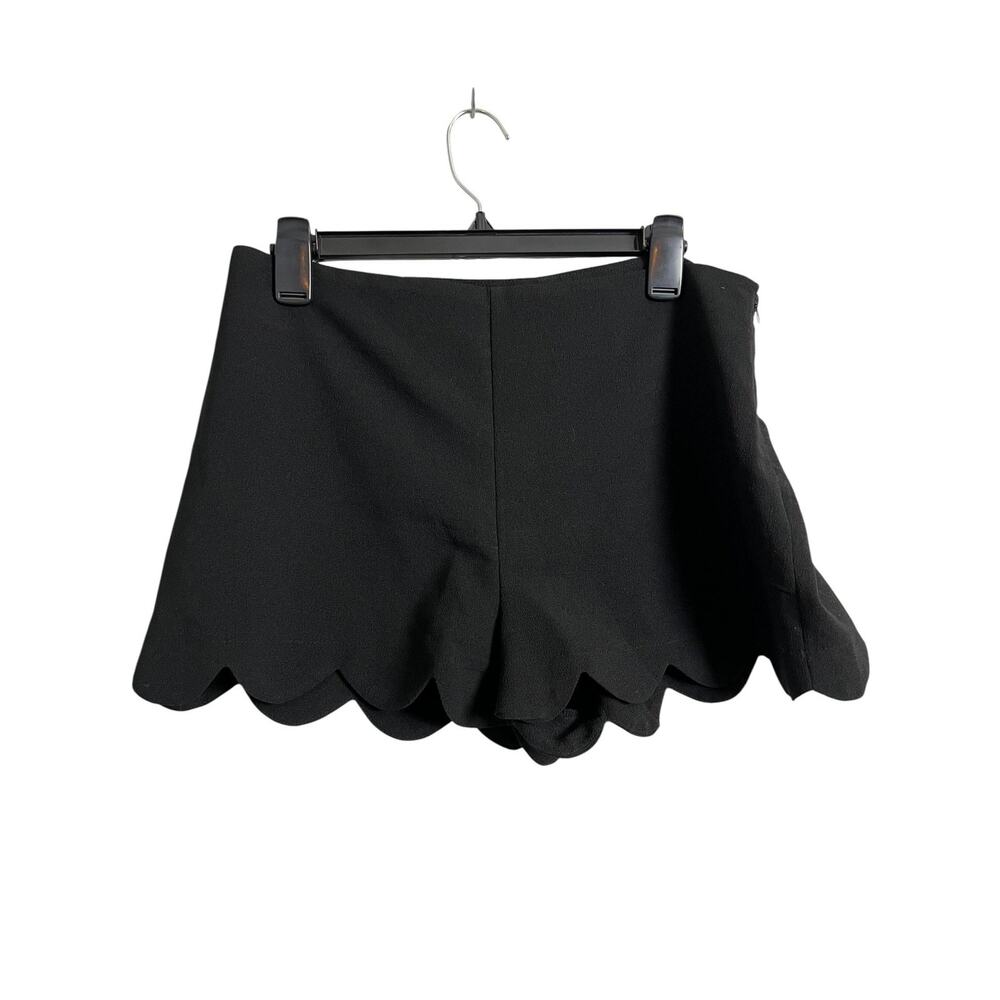 Monteau Hot Pants Shorts Womens XL Black Scallop Hem Side Zip Dressy Casual